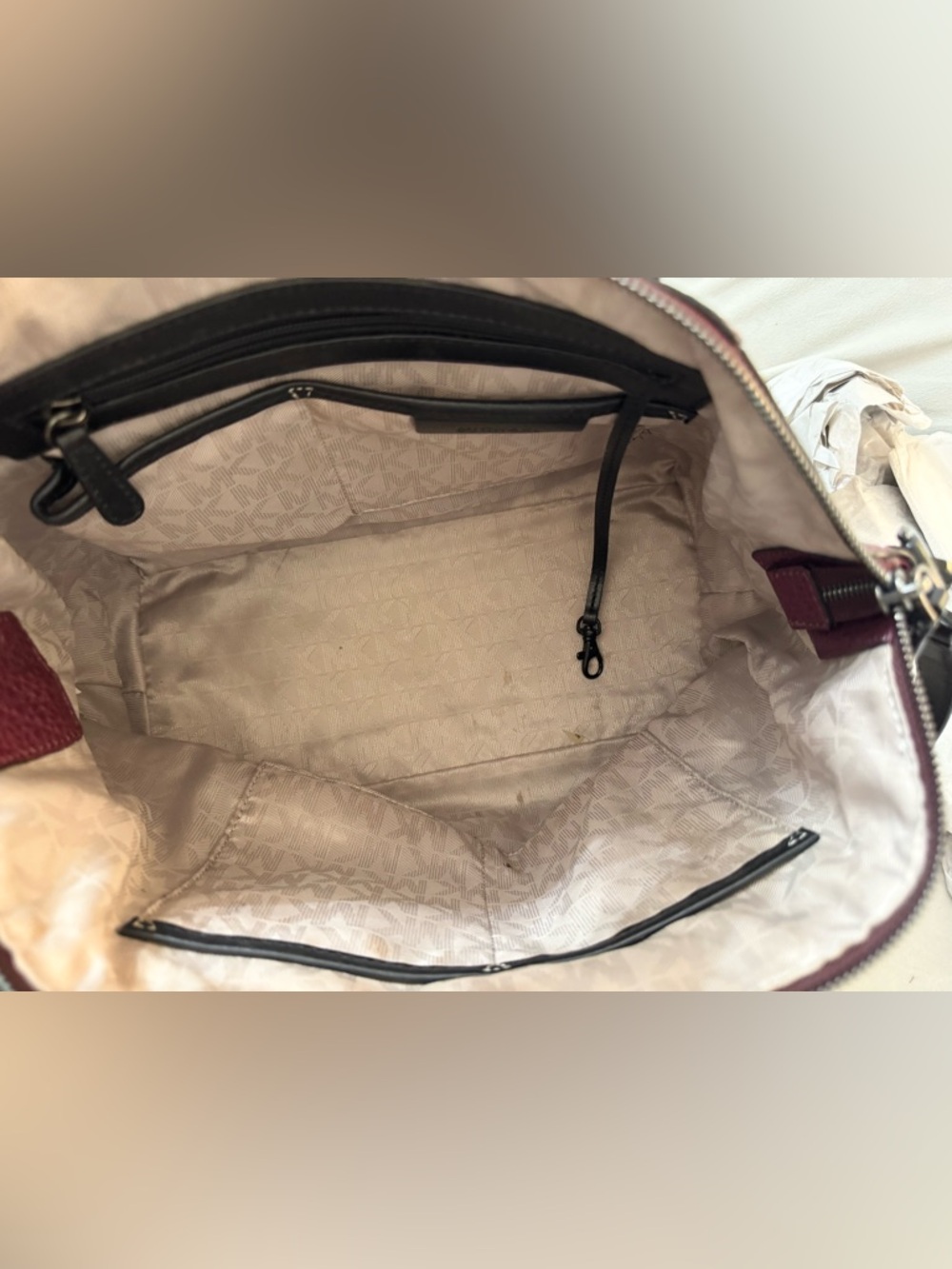 Michael Kors Campbell Pebbled Leather Large Satchel in Merlot - Picture 6 of 8